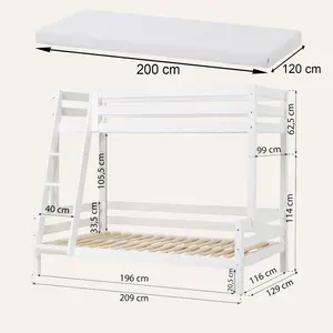  120 x 200cm Solid Wood Standard Bunk Bed by Harrlet Bee