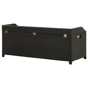 Berkfield Garden Storage Bench 120 cm Poly Rattan Black