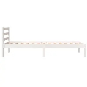 Berkfield Bed Frame Solid Wood Pine 75x190 cm White Small Single