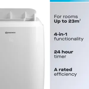 Daewoo 4-in-1 Four Seasons Large Dehumidifier & Fan Heater AND Summer 12000 BTU Air Conditioner with Remote Control White