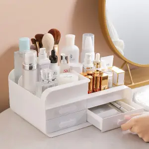 White 3 Drawers Multifunctional Plastic Makeup Storage Desk Organizer for Stationery Marker Pens