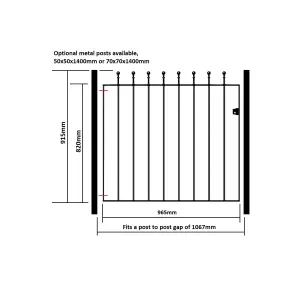 MANA Ball Top Metal Garden Gate 1067mm GAP x 915mm High MAZP05/5