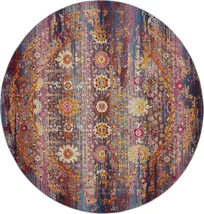 Floral Luxurious Traditional Persian Easy to Clean Rug for Living Room Bedroom and Dining Room-183cm (Circle)