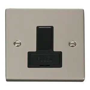 Pearl Nickel 13A Fused Connection Unit Switched - Black Trim - SE Home