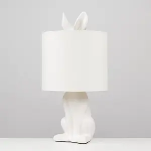 Chesnut Ceramic Hare 48cm Table Lamp White / No