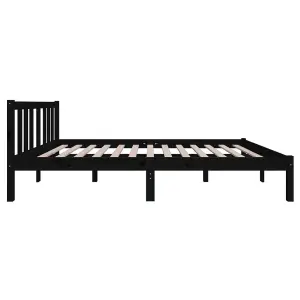 Berkfield Bed Frame Black Solid Wood 120x190 cm Small Double