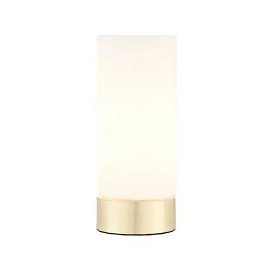 Luminosa Dara 1 Light Table Lamp Brushed Brass, Matt Opal Duplex Glass, E14