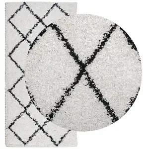 Shaggy Rug PAMPLONA High Pile Modern Cream and Black 100x200 cm