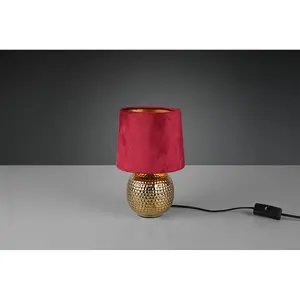 Luminosa Sophia Modern Table Lamp with Round Tapered Shade Gold Red Shade - UK Stock