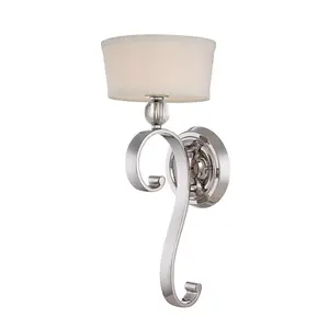 Wall Light Curved Design Glass Orb White Linen Shade Imperial Silver LED G9 40W