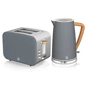 Swan Nordic Slate Grey 1.7 Litre Cordless Kettle and 2 Slice Toaster