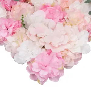 Artificial Flower Wall Backdrop Panel, 60cm x 40cm, White Rose Pink