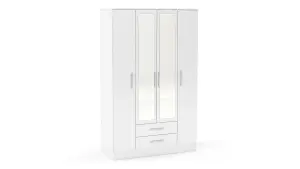 Birlea Lynx 4 Door 2 Drawer Wardrobe With Mirror White