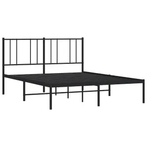 Berkfield Metal Bed Frame with Headboard Black 150x200 cm 5FT King Size