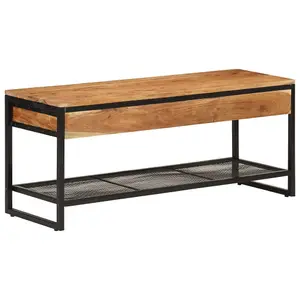 Berkfield Shoe Bench 110x35x45 cm Solid Wood Acacia and Iron