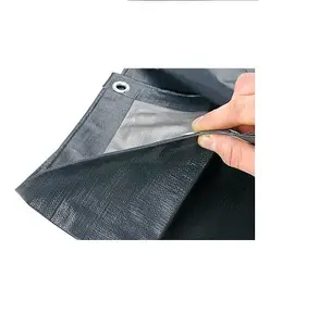 Large 5 x 5 m Grey Tarpaulin Waterproof Heavy Duty Cover Ground Sheet Camping Multipurpose Furniture Caravan with 4 Bungee Balls