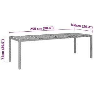 Berkfield Garden Table Grey 250x100x75 cm Poly Rattan&Solid Wood Acacia