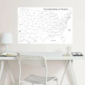 Wallpops Large Self-Adhesive Colour Your Own USA America Map Wall Art Sticker