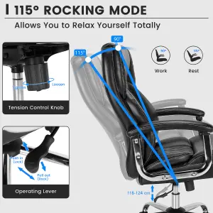 Costway PU Leather Office Chair Padded Modern Executive Chair Ergonomic Computer Desk