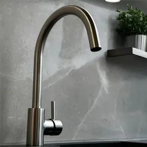 Liquida W06BN Swan Neck Single Lever Monobloc Brushed Nickel Kitchen Mixer Tap