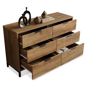 Wooden Sideboard Cabinet for Living Room, Modern Chest of Drawers with 6 drawers for Bedroom Console Table for Living Room