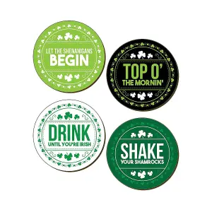 Grindstore Shake Your Shamrocks Coaster Set (Pack of 4) Green/White/Black (One Size)