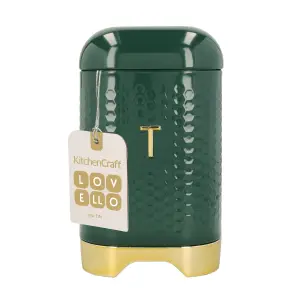 KitchenCraft Tea Canister Metal Storage Container Green Retro Jar