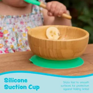 Tiny Dining Bamboo Suction Bowl & Spoon Set - Beige