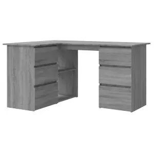 Berkfield Corner Desk Grey Sonoma 145x100x76 cm Engineered Wood