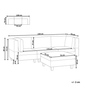 3-Seater Modular Fabric Sofa with Ottoman Black UNSTAD