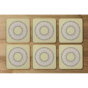 Square 6 Piece Coaster Set (Set of 6) Yellow