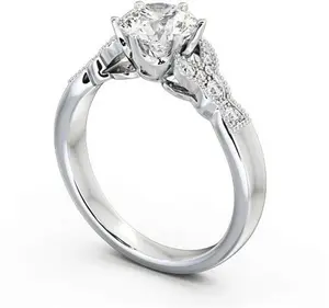 Vintage Round Diamond Engagement Ring Platinum Solitaire - Brianna