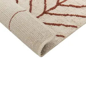 Cotton Area Rug 200 x 200 cm Beige and Brown AKOREN