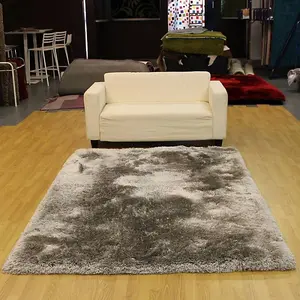 Plush Silver Luxury Shaggy Polyester Modern Luxurious Handmade Sparkle Rug for Living Room and Bedroom-70cm X 140cm