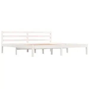 Berkfield Bed Frame Solid Wood Pine 180x200 cm White Super King Size