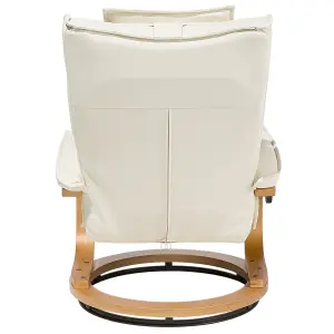 Massage Chair with Footstool MAJESTIC Faux Leather Light Beige