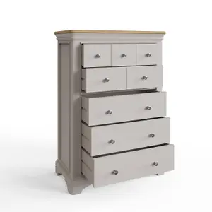 8 Drawer Chest Of Drawers Solid Painted Oak Dove Grey Ready Assembled