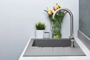 Liquida LP10GR 1.0 Bowl Composite Reversible Inset Grey Kitchen Sink With Waste