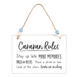 Something Different Caravan Rules Hanging Sign White/Black/Brown (One Size)