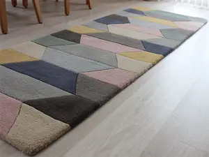 Funk Honeycomb Runner Pastel Rug 140x200cm for the Living Room