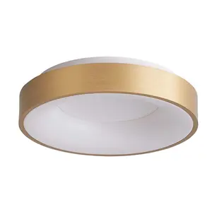 Luminosa Modern LED Flush Ceiling Light Brushed Gold, Warm White 3000K 2200lm