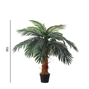 Artificial Plant Artificial Tree Fake Palm Tree House Plant Indoor Outdoor Decorative In Black Plastic Pot H 100 cm