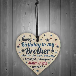 Red Ocean Funny Brother Birthday Gifts Brother Birthday Card Wooden Heart From Sister Gift Family Plaque Keepsake