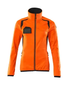 Mascot Accelerate Safe Ladies Microfleece Jacket with Zipper (Hi-Vis Orange/Dark Navy)  (Small)