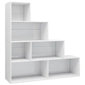 Berkfield Book Cabinet/Room Divider High Gloss White 155x24x160 cm Engineered Wood