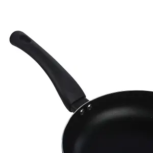 BLAUMANN 24cm Frying Pan - 1.6L Matt Black Colour Cookware Frying Grill Pots Pan Saucepan Casserole Soft Touch Handle Lid