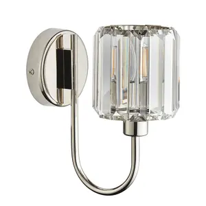 Luminosa Berenice Glass Shade Wall Lamp Bright Nickel