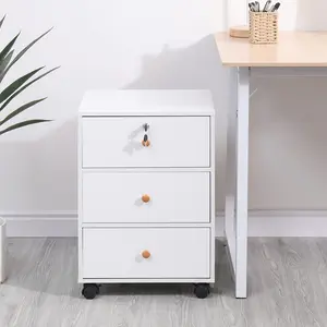 Lakemia 40cm Wide 3 -Drawer Mobile File Cabinet Warm White