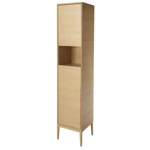 GoodHome Avela Matt Oak effect Freestanding Bathroom Cabinet (H)191cm (W)40cm