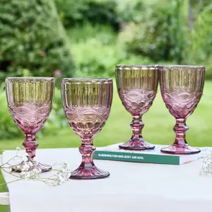 Set of 8 Vintage Luxury Rose Quartz Drinking Wine Glass Wine Goblets 350ml